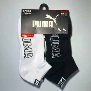Puma men’s low cut socks 6 pack size 8-12 black white